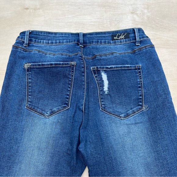 Lola Jeans Blair-DSN Mid Rise Skinny Size 10 Blue Jeans Distressed Casual - Picture 7 of 9